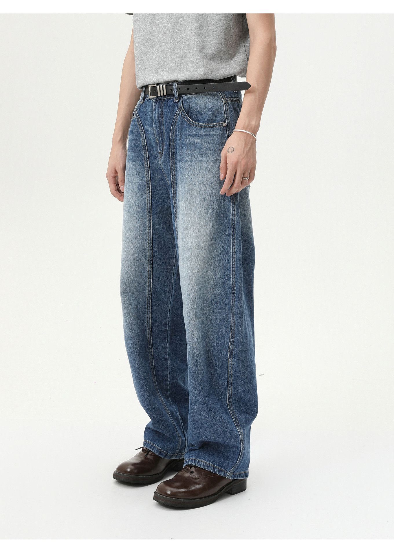 Japanese Brand Japanese vibe distressed casual loose washed curved jeans Size US 32 / EU 48 - 5 Thumbnail