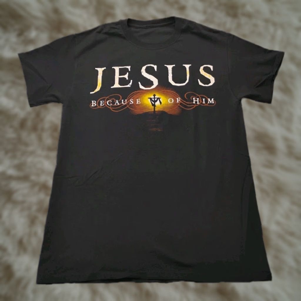 Doublet Jesus Because Of Him Double Sided Graphic T Shirt Black S Mens Short Sleeve Crew Neck Religion Christian Shirt Size US S / EU 44-46 / 1 - 1 Thumbnail