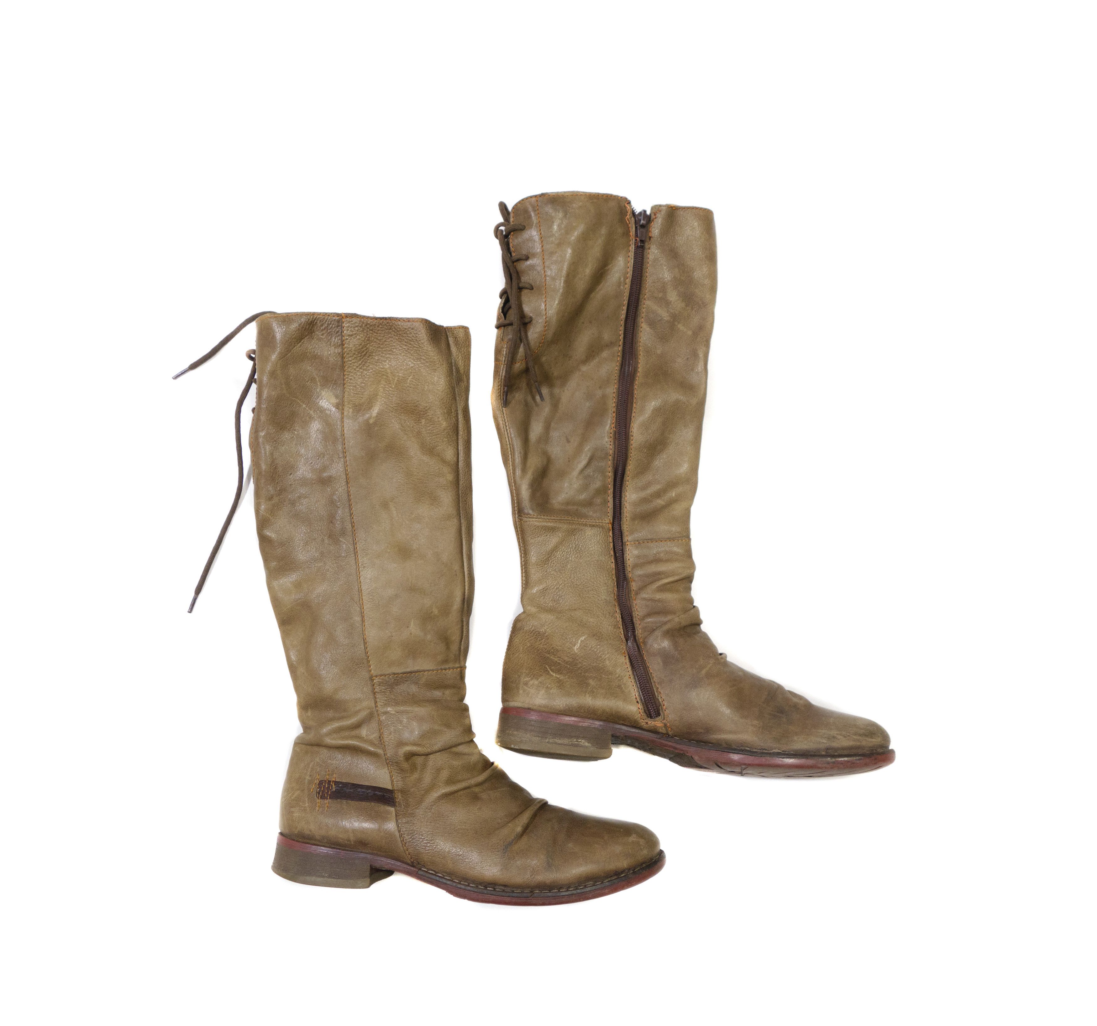 A.S.98 00s AirStep Leather Slouchy Knee High Zip Laced Boots Y2K Size US 10 / IT 40 - 1 Thumbnail