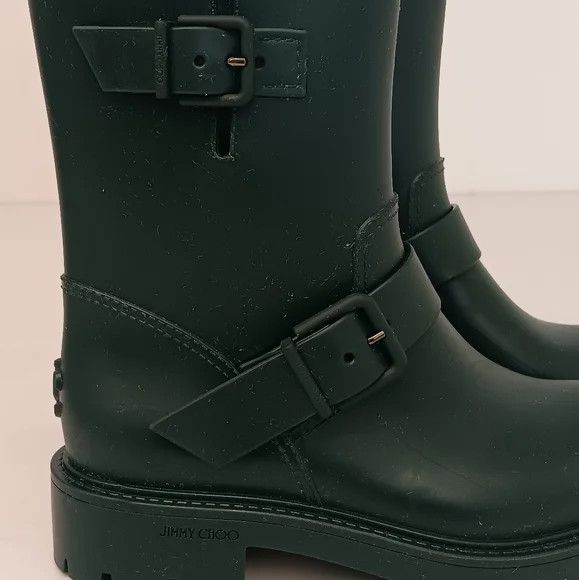 Jimmy Choo Jimmy Choo Yael Dk Green Biodegradable Rubber Rain Boots- 36 Size US 6 / IT 36 - 11 Thumbnail