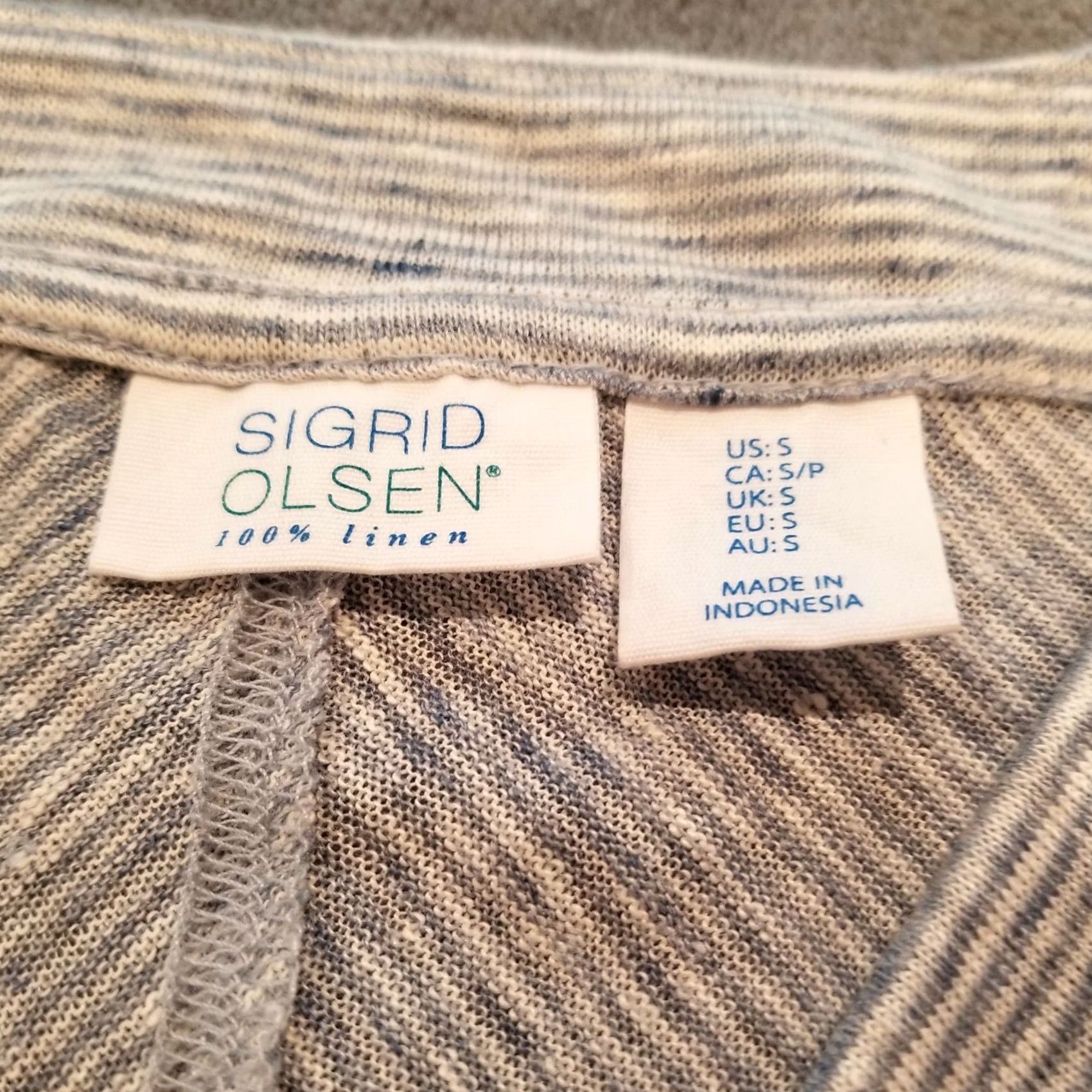 Vintage Sigrid Olsen Womens Small Sleeveless V-Neck Top Lightweight Linen Stripe Blue Size S / US 4 / IT 40 - 3 Thumbnail