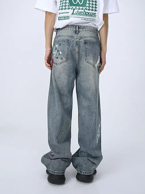 VIBE distressed grunge faded paint baggy jeans Size US 32 / EU 48 - 5 Thumbnail