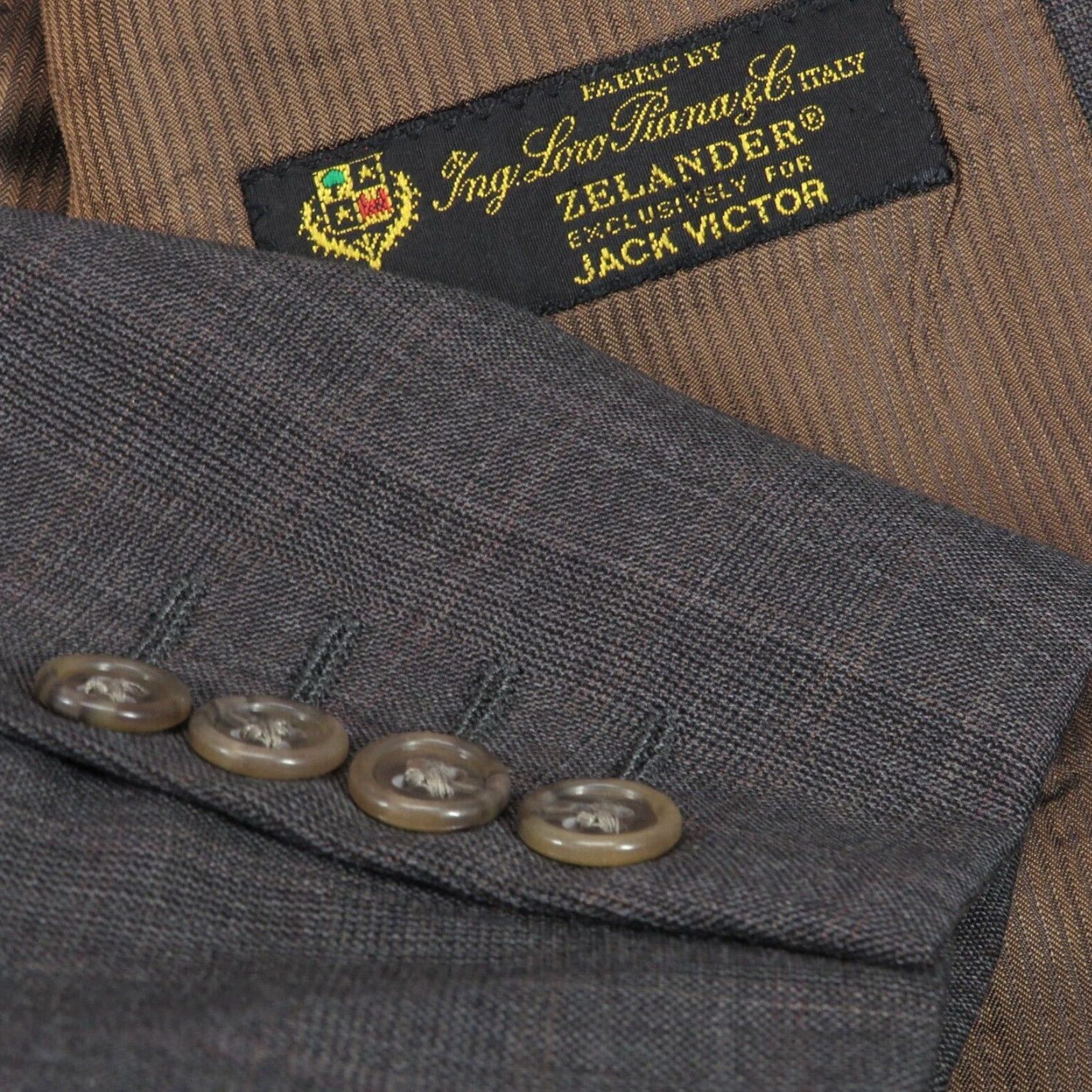 Jack Victor Jack Victor Sport Coat Blazer Mens 44L Brown Wool Glencheck Plaid Notch Lapel Single-Breasted Two-Button Front Vintage: No Size 44R - 2 Thumbnail