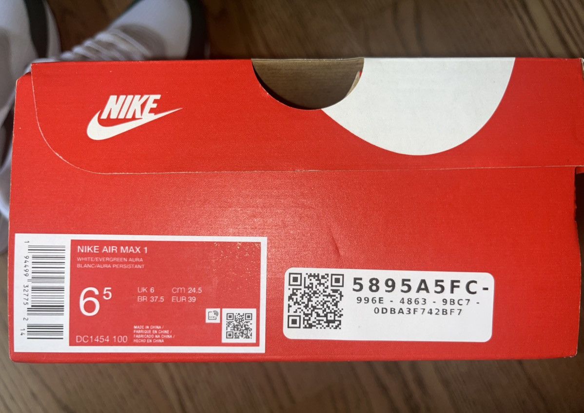 Nike Nike Air Max 1 White/Evergreen Size US 6.5 / EU 39-40 - 10 Thumbnail