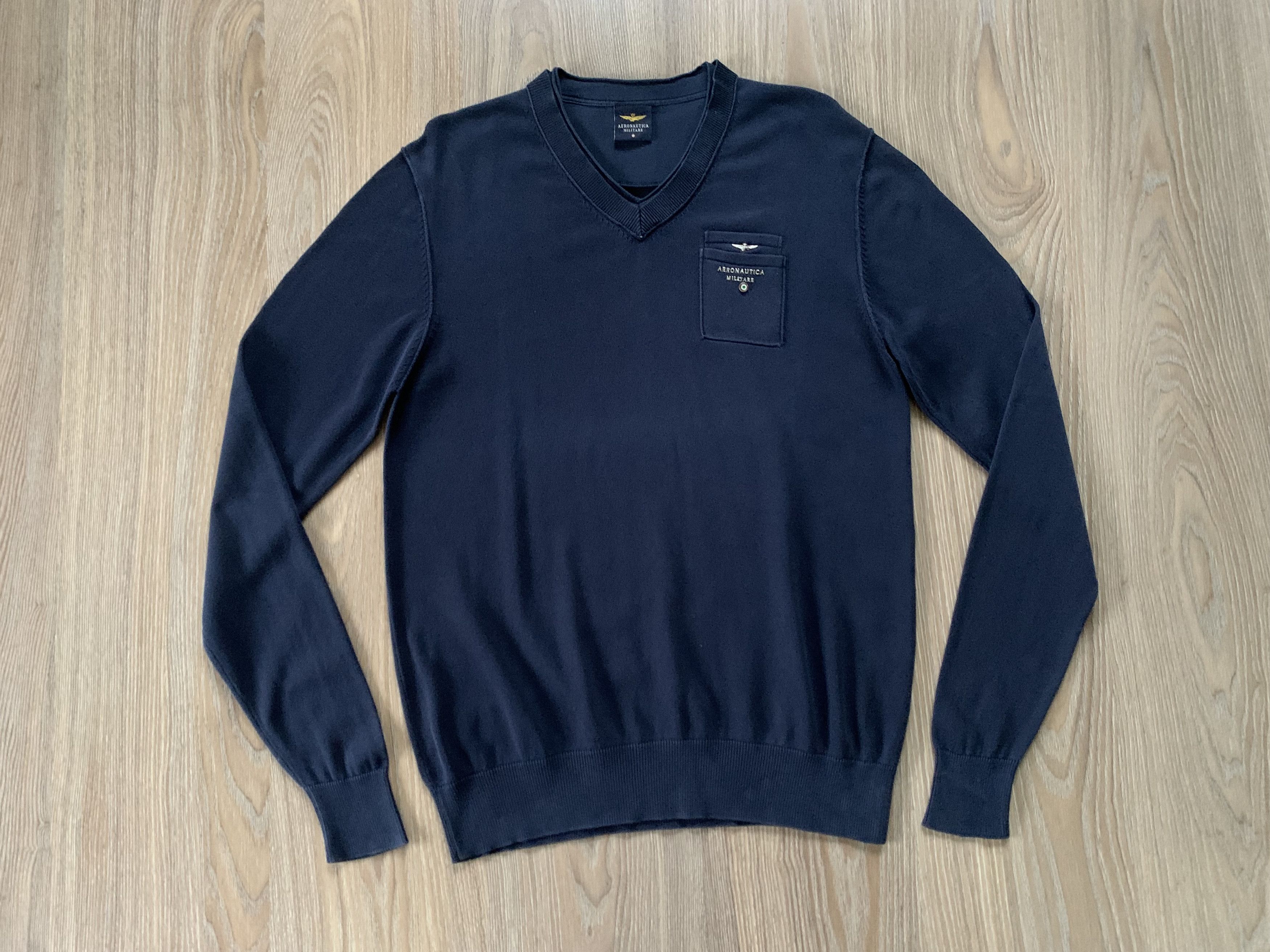 Aeronautica Militare Aeronautica Militare V Neck Cotton Sweater Steel Logo Size US M / EU 48-50 / 2 - 2 Thumbnail