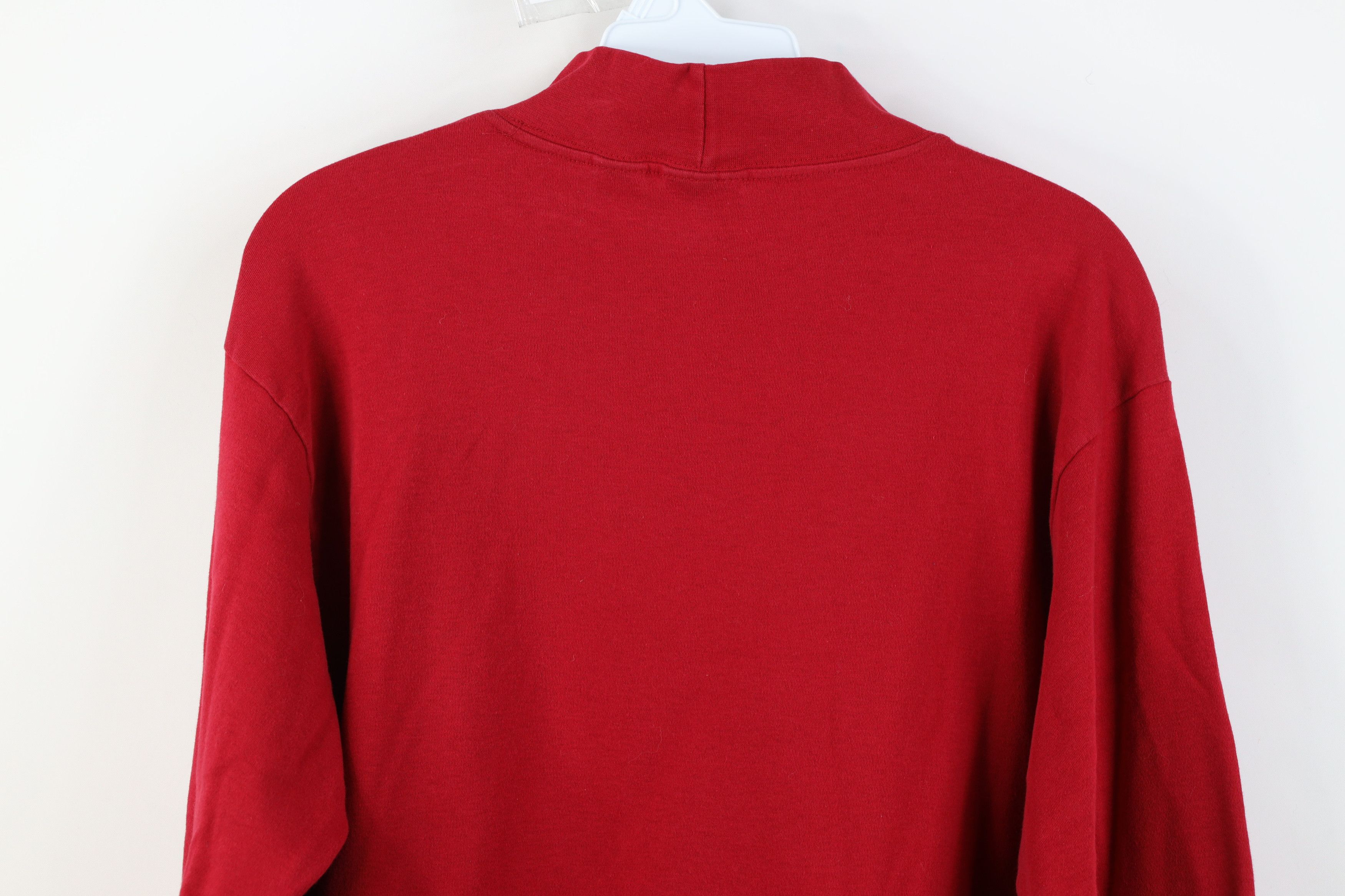 L.L. Bean Vintage 90s LL Bean Mock Neck Long Sleeve T-Shirt Red USA Size US M / EU 48-50 / 2 - 11 Thumbnail