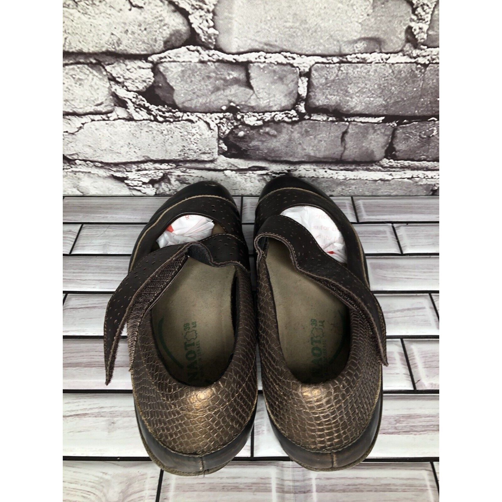 Other Naot Aroha Brown Bronze Snake Leather MaryJane Strap Shoes W Size US 8.5 / IT 38.5 - 4 Thumbnail