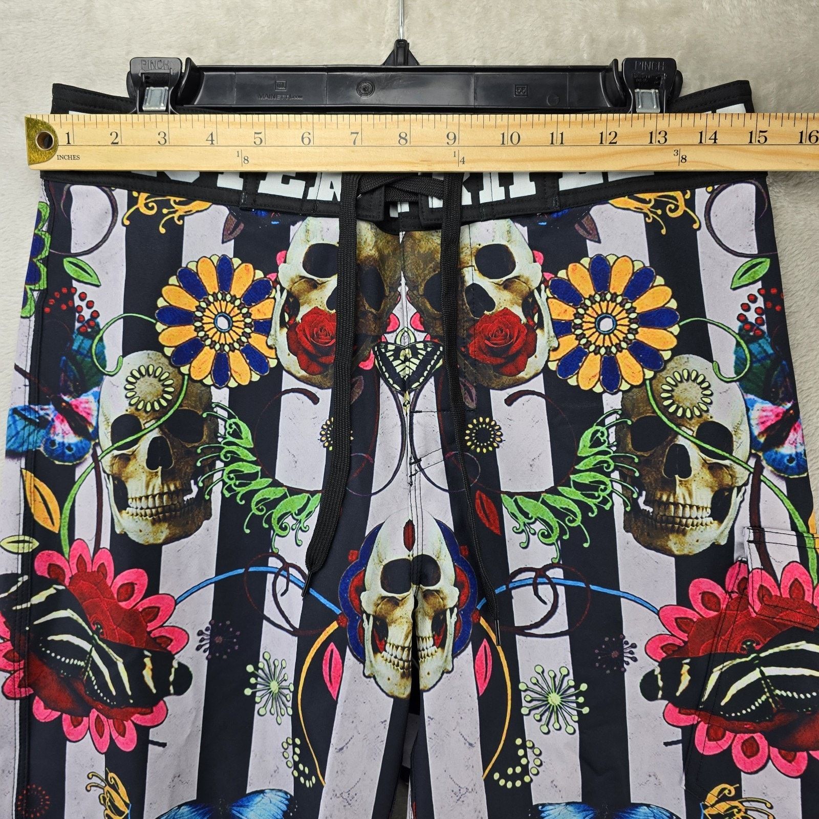 Other Mister Triple X Swim Shorts Small Skull Flowers Striped Size US 30 / EU 46 - 5 Thumbnail