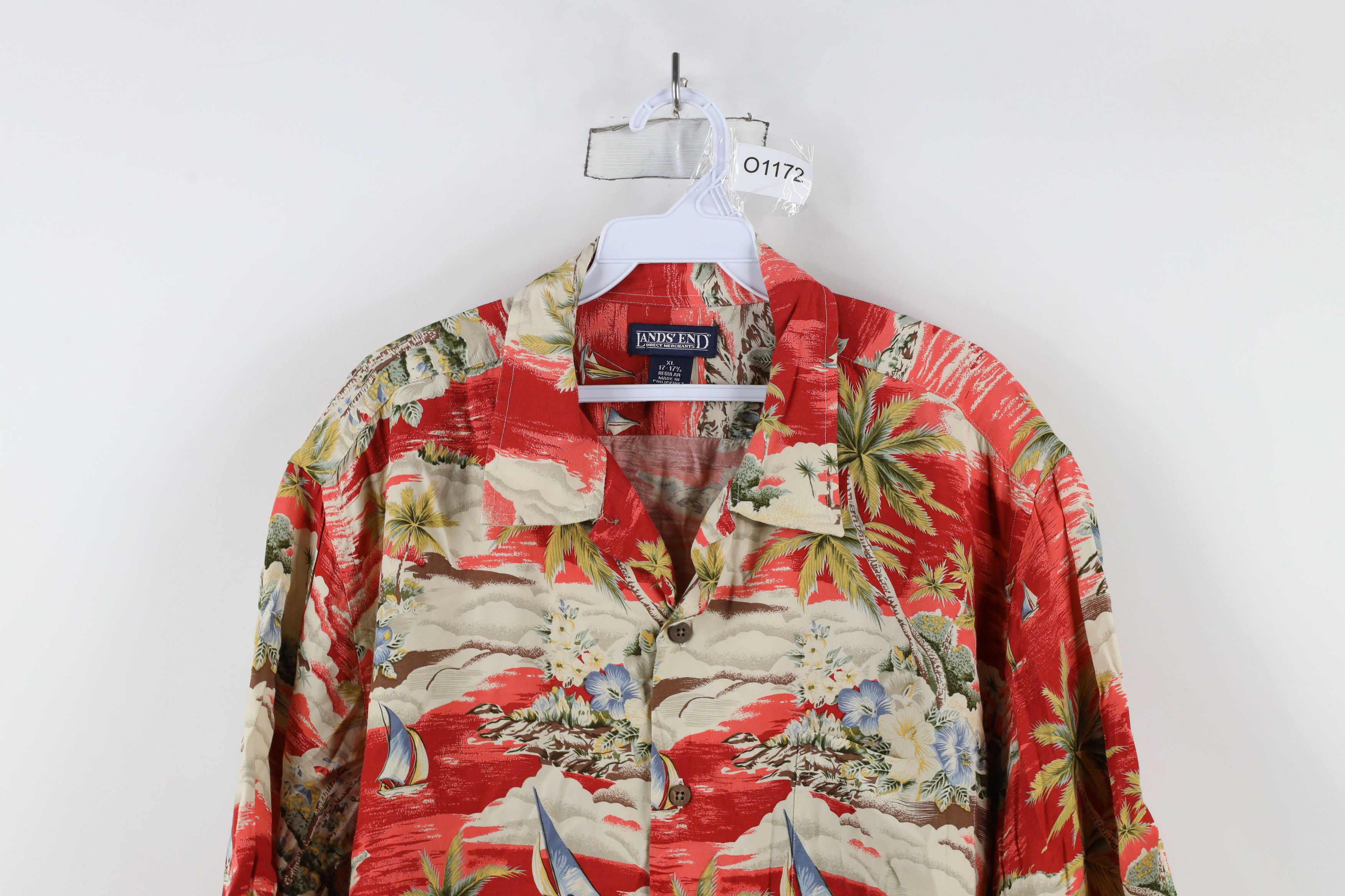 Lands' End × Vintage Vintage 90s Lands End Sailboat Flower Hawaiian Button Shirt Size US XL / EU 56 / 4 - 2 Thumbnail