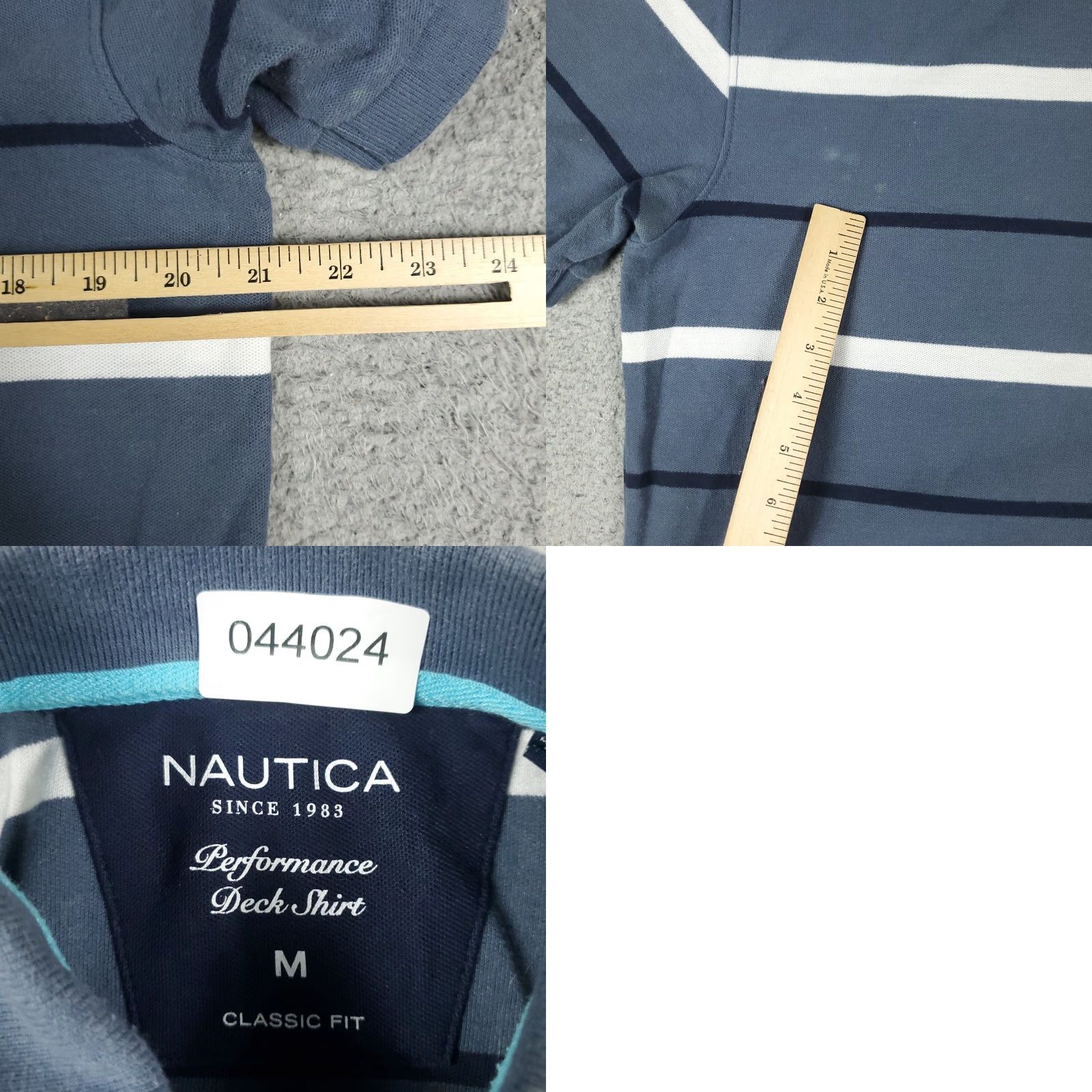 Nautica Nautica Polo Shirt Men Size M Blue Striped Short Sleeve Casual Button-Front Cotton Blend Polo Shirt Mens Size US M / EU 48-50 / 2 - 8 Thumbnail
