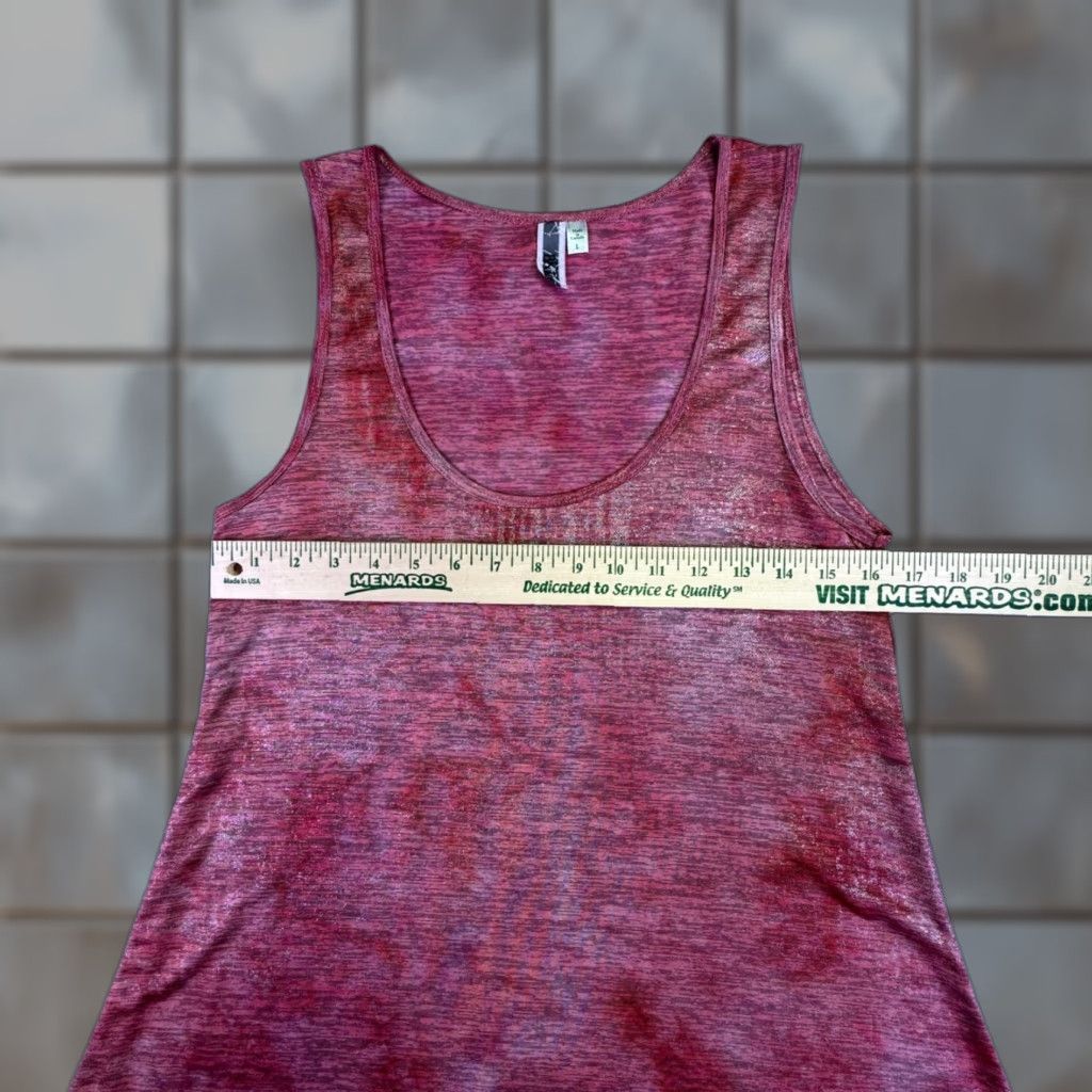 BKE BKE Buckle Shirt Blouse Women's Large Red Metallic Foil Space Dye Tank Top Size L / US 10 / IT 46 - 1 Thumbnail