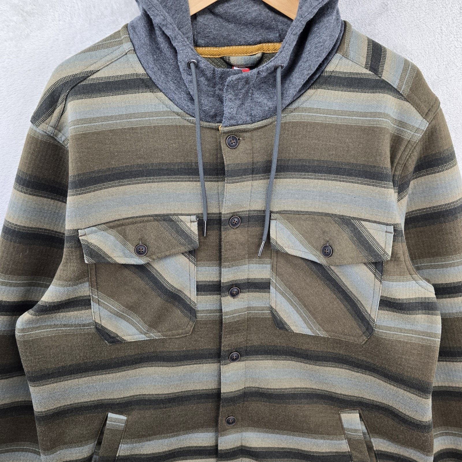Quiksilver Quiksilver Hooded Shirt Jacket Medium Striped Shacket Size US M / EU 48-50 / 2 - 3 Thumbnail