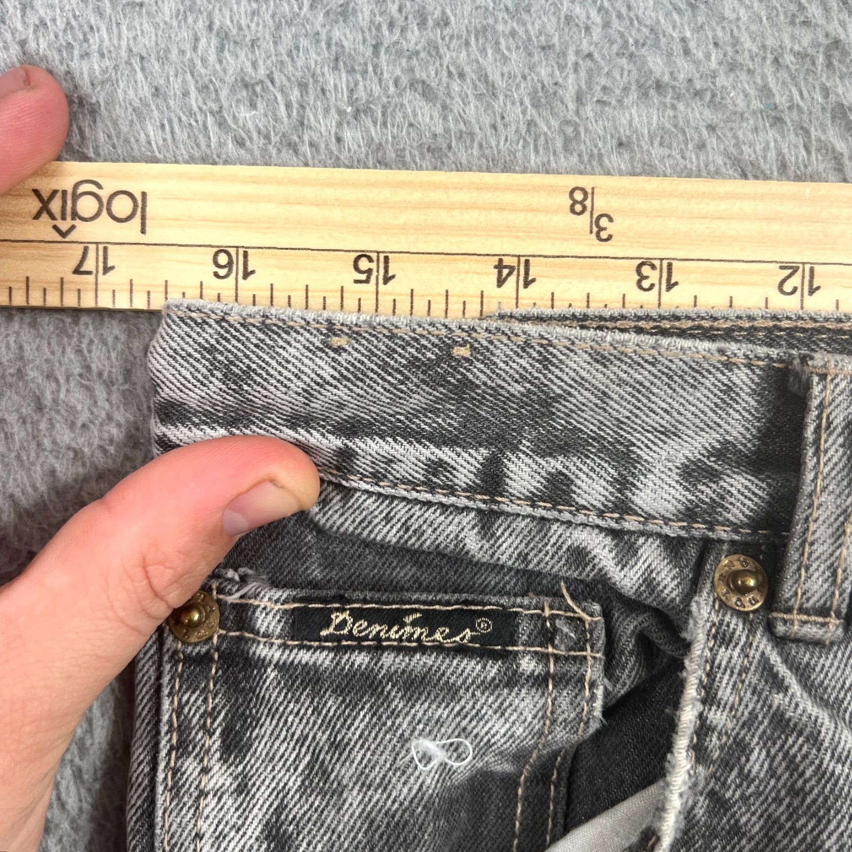 Denime VINTAGE Denimes Mens Bermuda Shorts 33 Light Faded Black Denim Casual Summer Beach Size US 33 - 4 Thumbnail