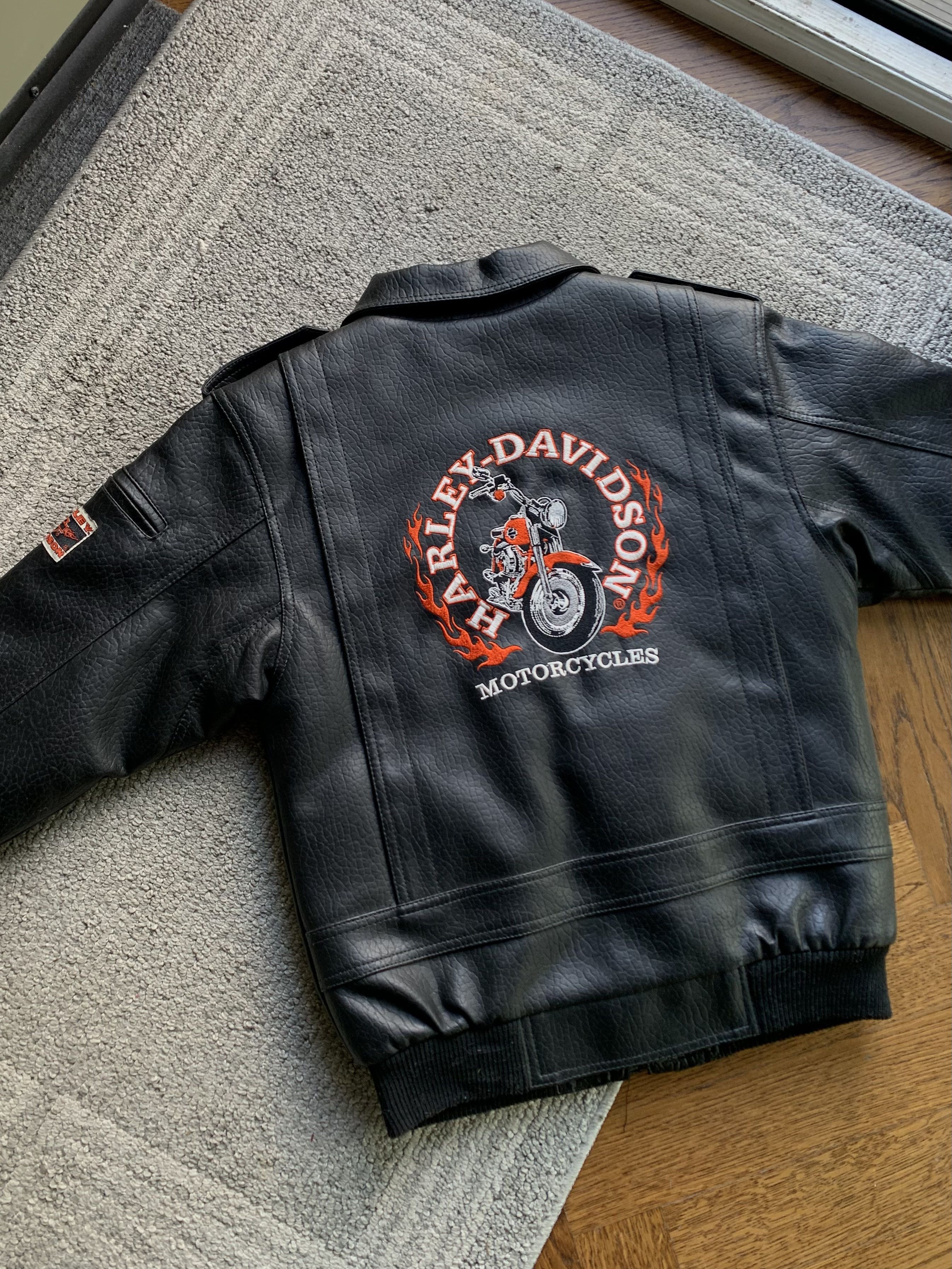 Harley Davidson × Vintage Y2K Baby Harley Davidson Vegan Leather Jacket Moto Crop Tiny Size XXS / US 00 / IT 34 - 1 Thumbnail