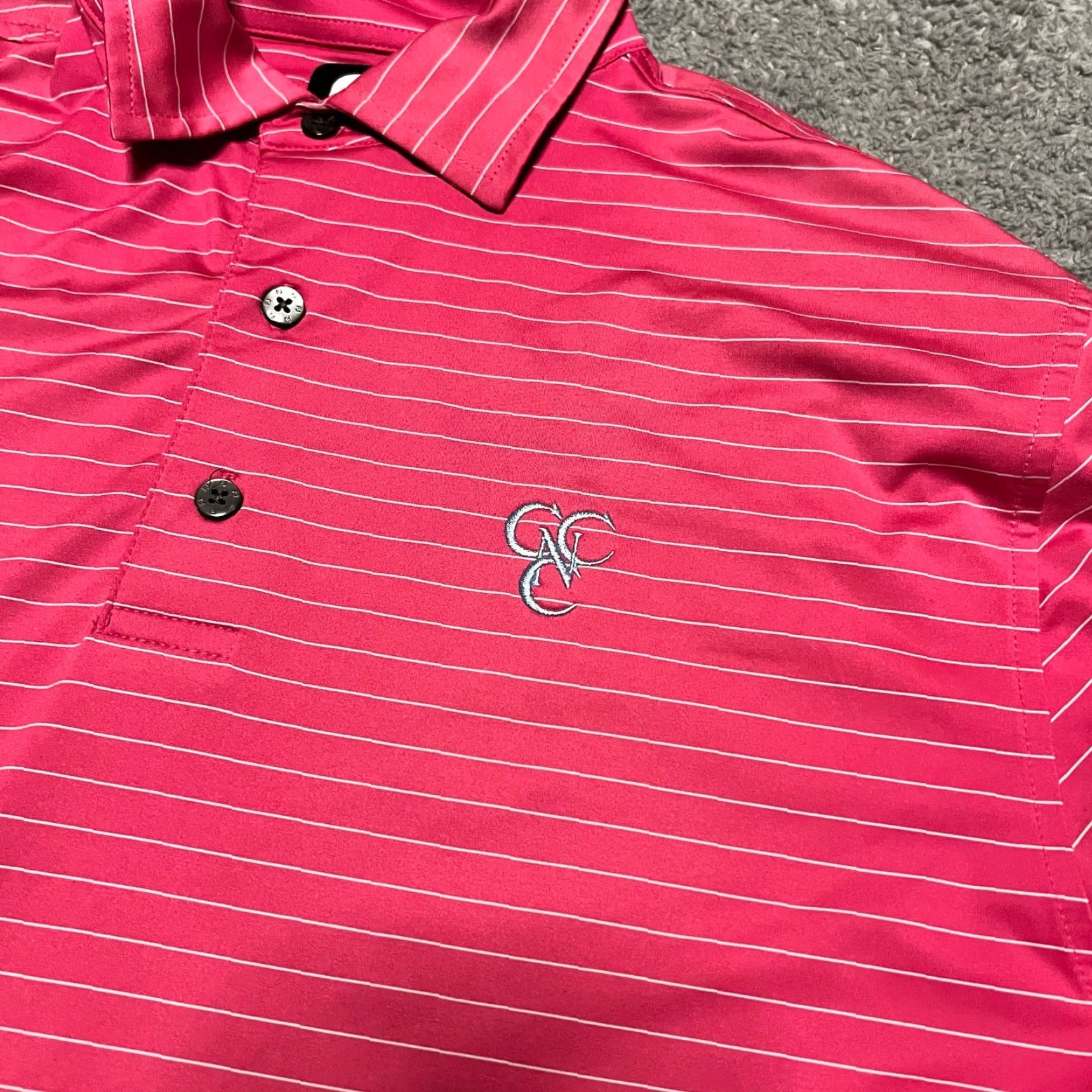 Footjoy Footjoy Polo Shirt Mens Medium Hot Pink Striped Golf Short Sleeve Size US M / EU 48-50 / 2 - 2 Thumbnail