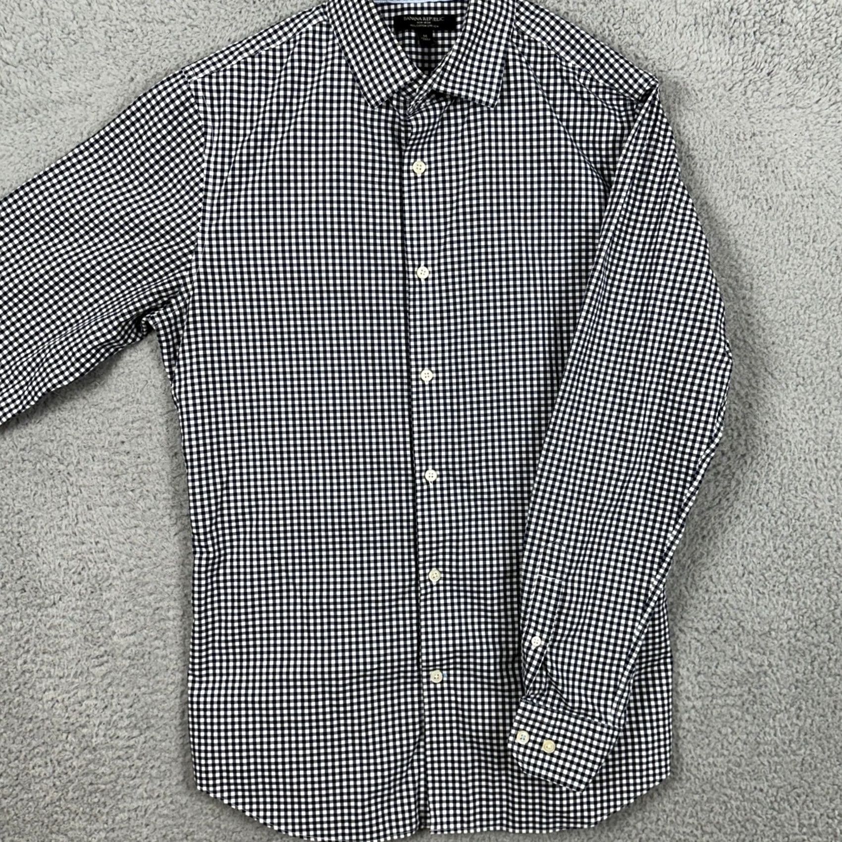 Banana Republic Banana Republic Shirt Button-Up Men Medium Blue White Check Cotton Stretch Grant Size US M / EU 48-50 / 2 - 2 Thumbnail