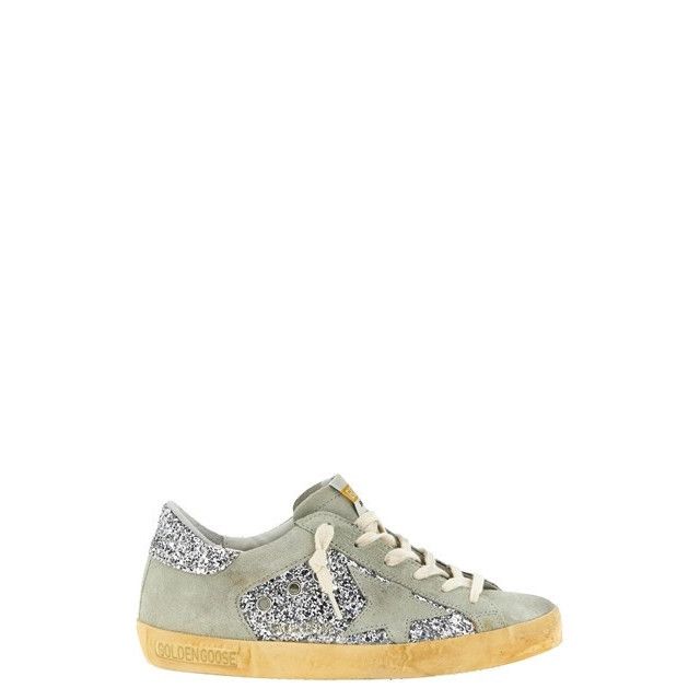 GOLDEN GOOSE Super Star Women's Taupe/Silver Glitter Sneaker