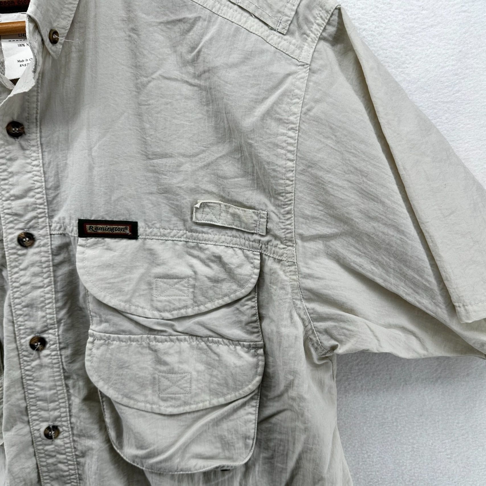 Vintage Remington Button-Up Shirt Gray Men's Large Short Sleeve Pockets Collared Size US L / EU 52-54 / 3 - 4 Thumbnail