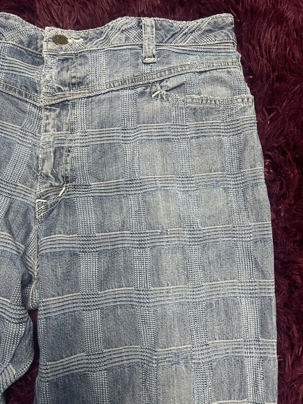 Japanese Brand Vintage KYOYUZEN Japan Textured Grid Flare Denim Jeans (45) Size US 32 / EU 48 - 4 Thumbnail