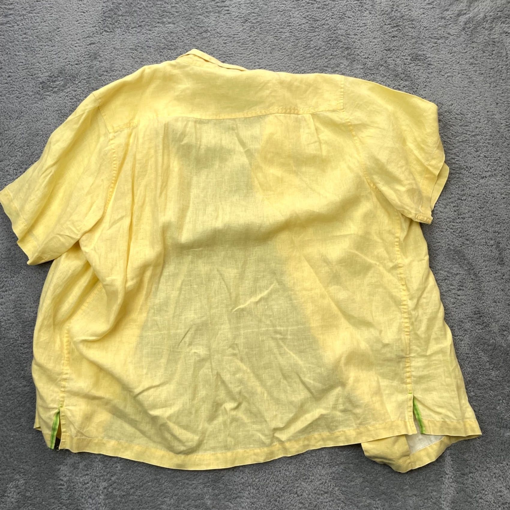 Tommy Bahama VINTAGE Tommy Bahama Shirt Mens XL Yellow Linen Pleated Button Up Side Slit Size US XL / EU 56 / 4 - 2 Thumbnail