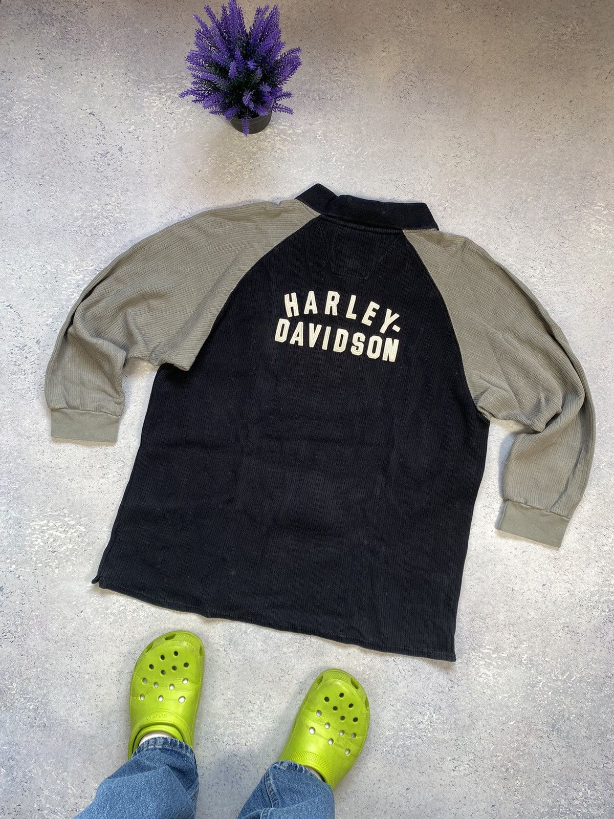 Harley Davidson × Vintage Vintage Harley Davidson Men’s Velvet Sweatshirt With Logo Size US L / EU 52-54 / 3 - 1 Thumbnail