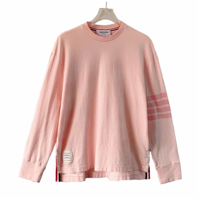 Thom Browne Thom Browne Pink cotton round neck long sleeve hoodie Size S / US 4 / IT 40 - 1 Thumbnail