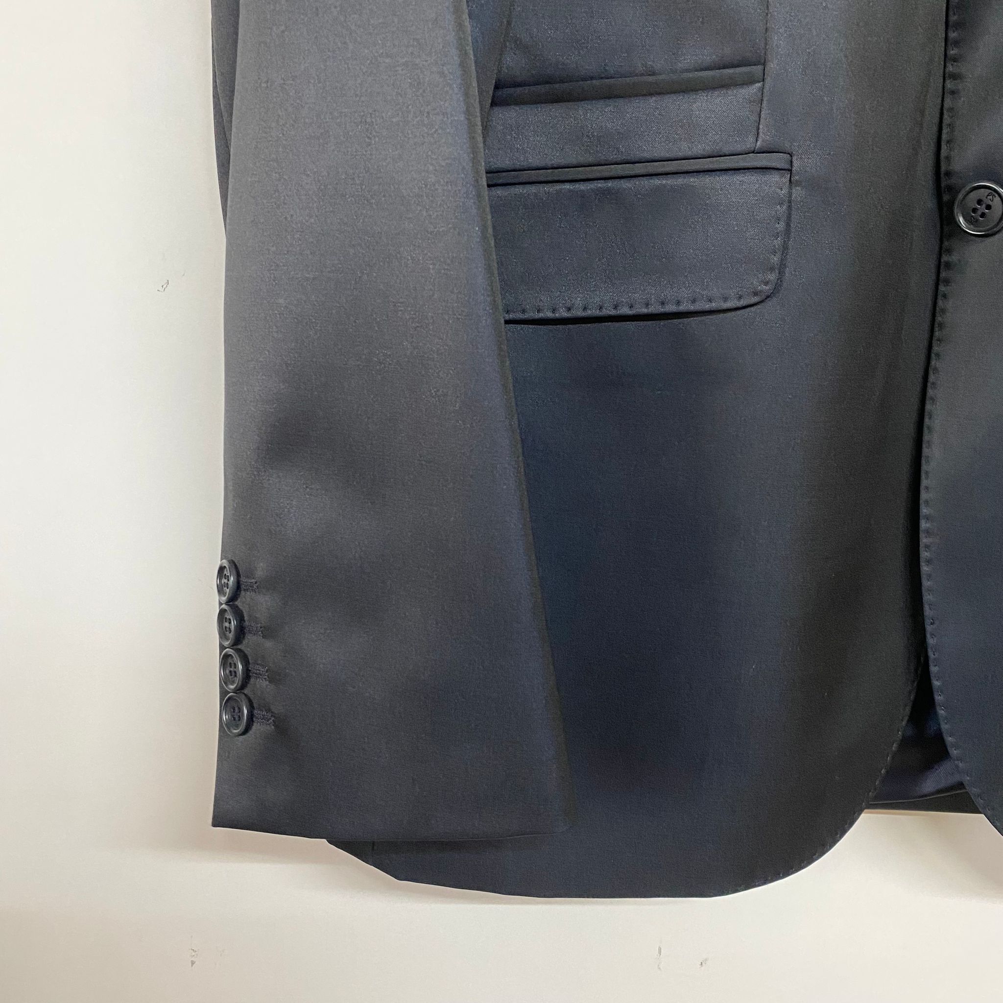 Paul Smith Black Viscose-Wool Satin 2-Button Blazer Size 50R - 2 Thumbnail