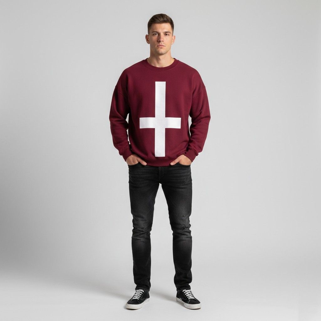 Gildan Gildan Men XXL Sweatshirt Maroon Cotton Cross 3801 Size US XXL / EU 58 / 5 - 1 Thumbnail