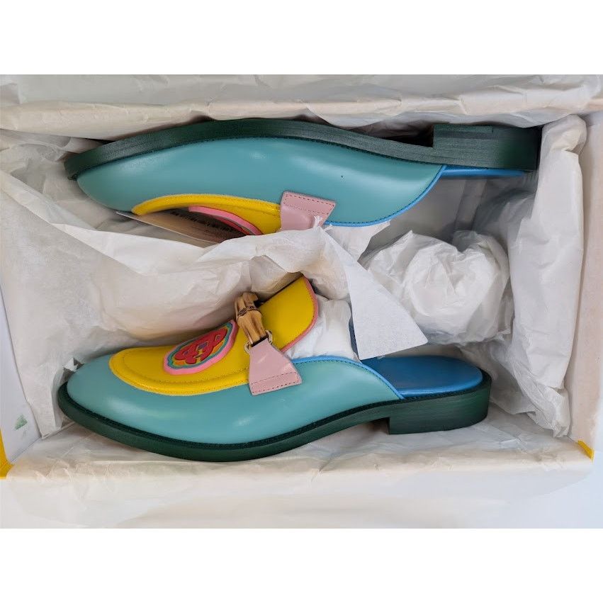 Casablanca o1rshd1 Leather Memphis Mule Slipper Sandal in Mint / Yellow Size US 11 / EU 44 - 22 Thumbnail