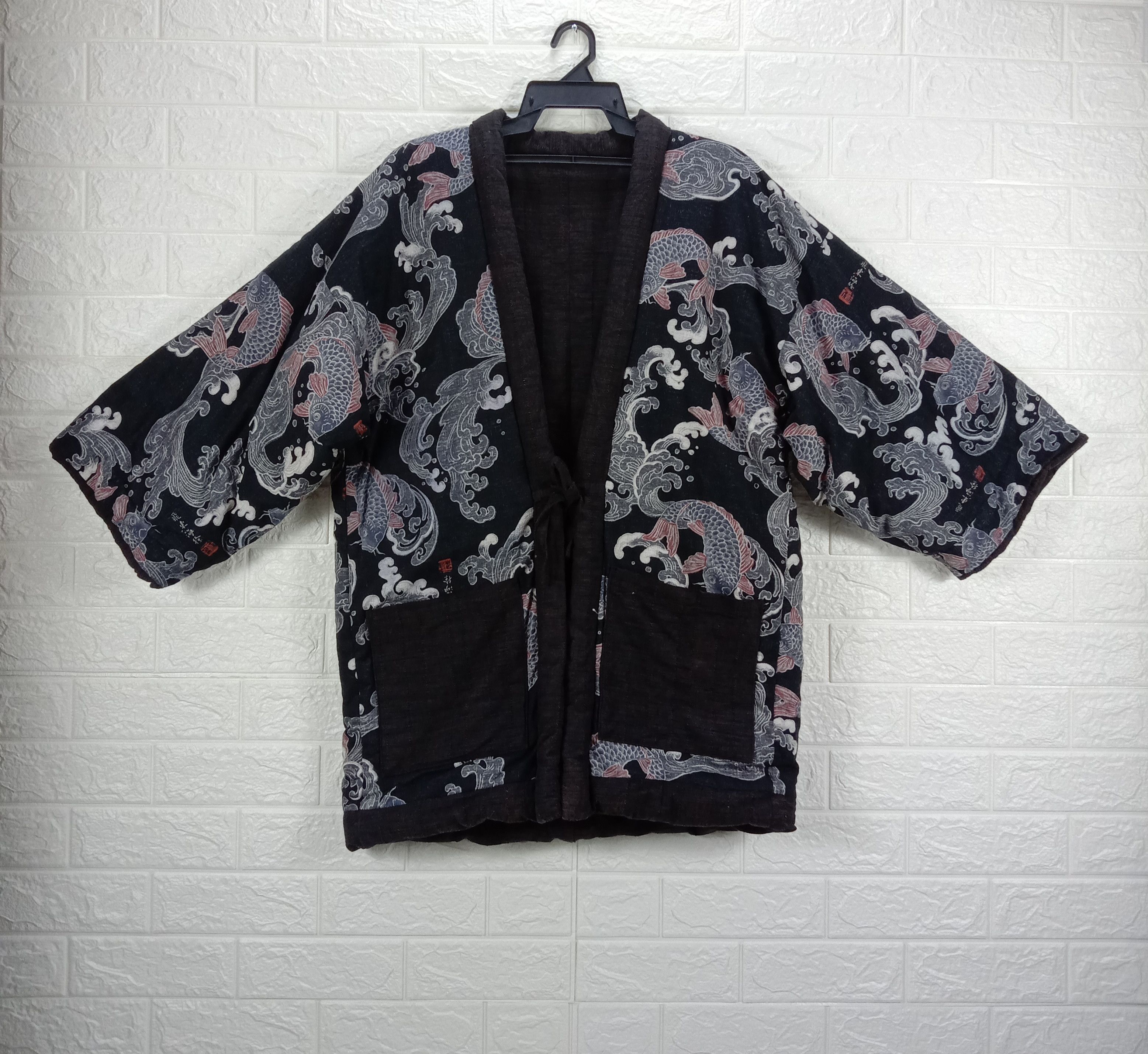 Japanese Brand Vintage Karakuri Tamashi Sukajan Koi Fish Reversible Kimono Size US XL / EU 56 / 4 - 5 Thumbnail