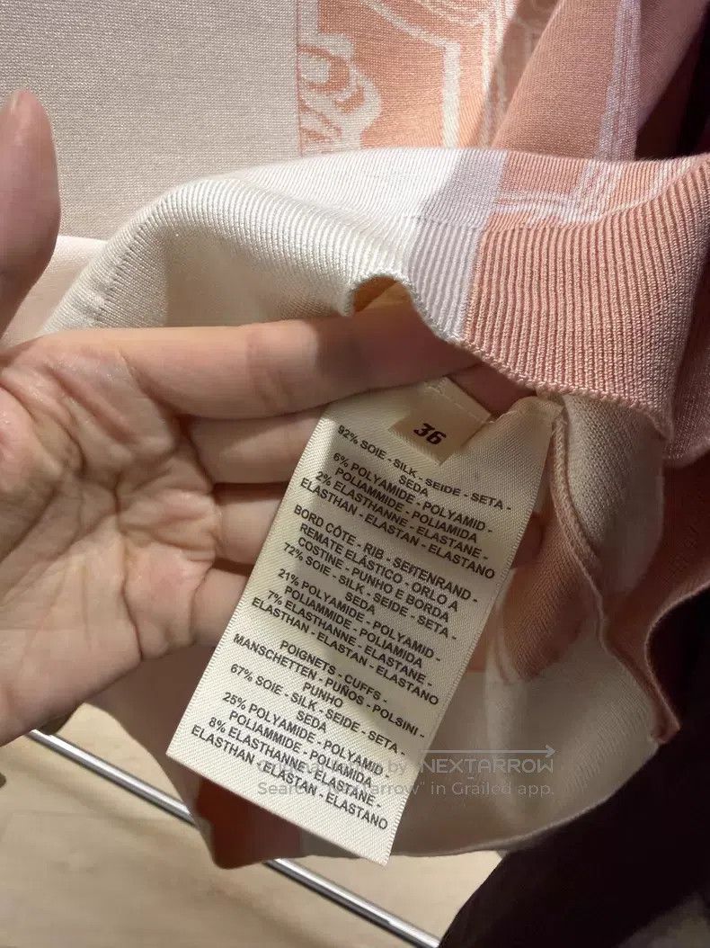 Hermes Hermes Pink and White Color Block Knit Short Sleeve Size XS / US 0-2 / IT 36-38 - 4 Thumbnail