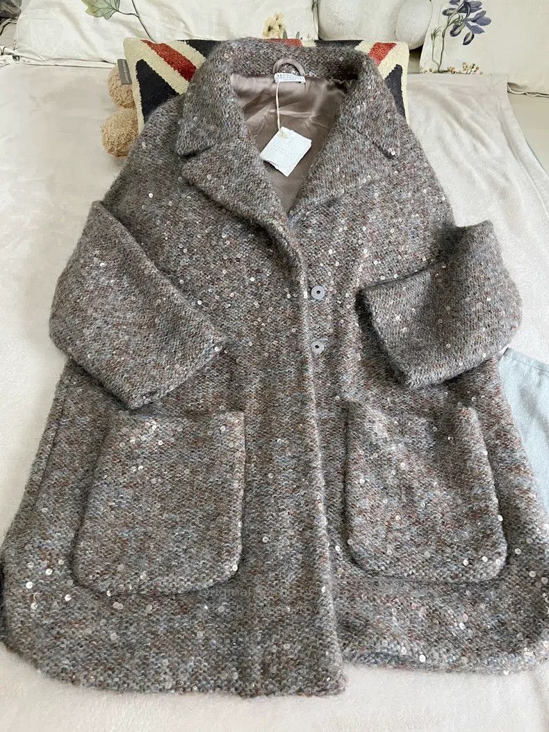 Brunello Cucinelli Brunello Cucinelli Sequin Cashmere Mohair Overcoat Size M / US 6-8 / IT 42-44 - 1 Thumbnail