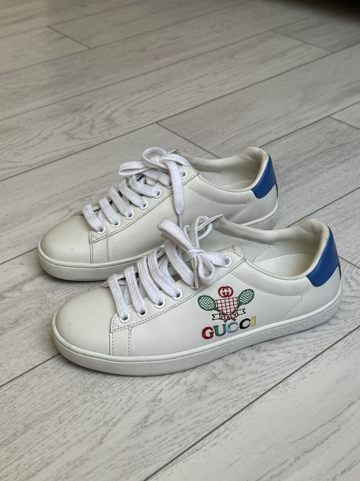 Gucci Gucci Ace Tennis Embroidered Sneakers Leather Size US 5.5 / IT 35.5 - 8 Thumbnail