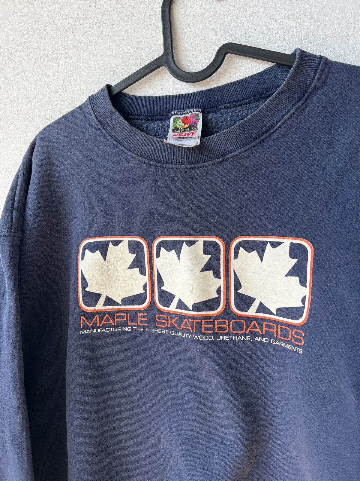 Fruit Of The Loom Vintage Maple Skateboards Cotton Navy Sweatshirt Size XL Size US XL / EU 56 / 4 - 5 Thumbnail