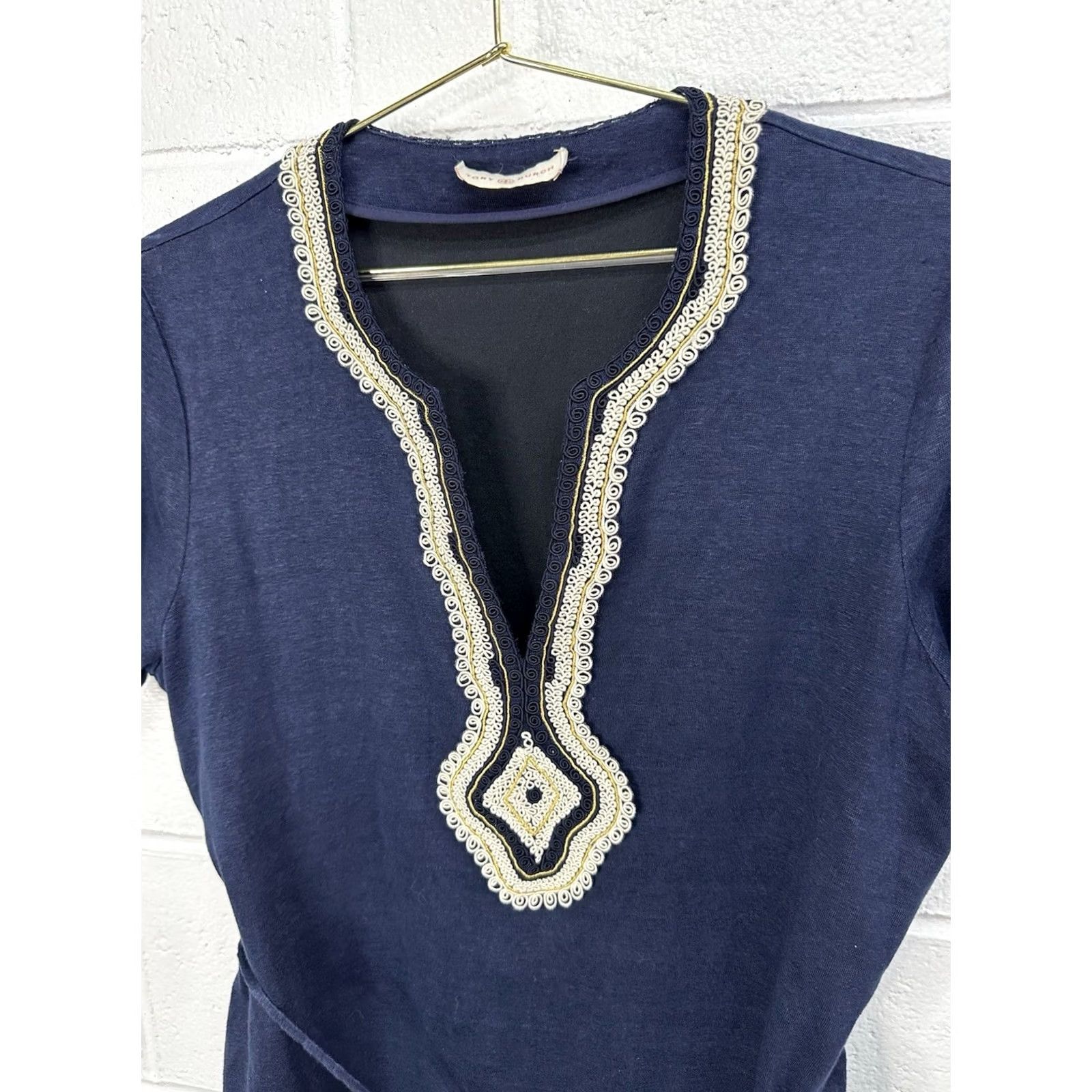 Tory Burch Tory Burch Liliana Soutache Linen Dress Navy Blue S Dress Knee Length Women Linen Color Blue 90s? Market? Size S / US 4 / IT 40 - 7 Thumbnail