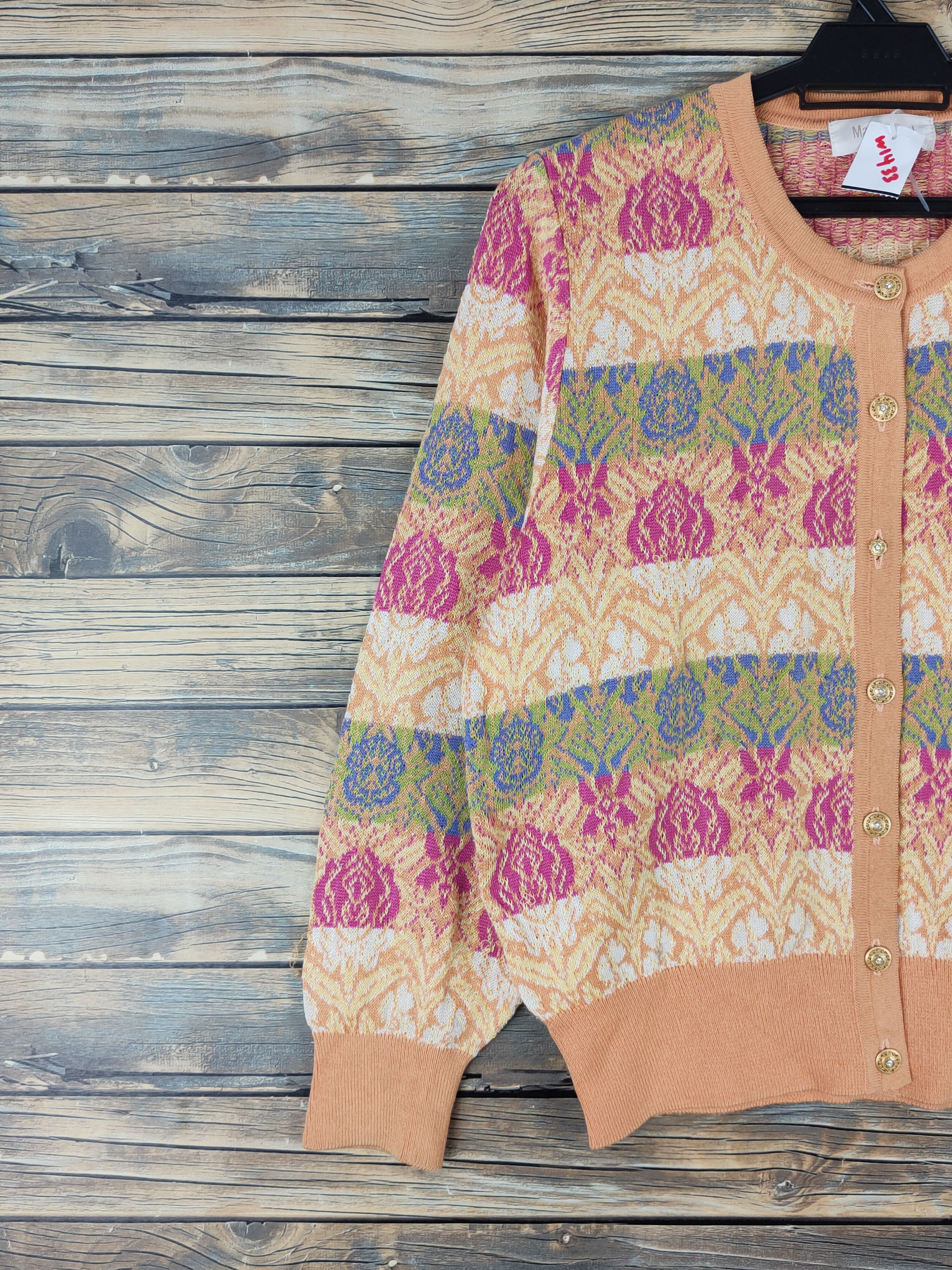 Homespun Knitwear × Japanese Brand Madam Puel Orange Knitwear Cardigan #W1433 Size M / US 6-8 / IT 42-44 - 3 Thumbnail