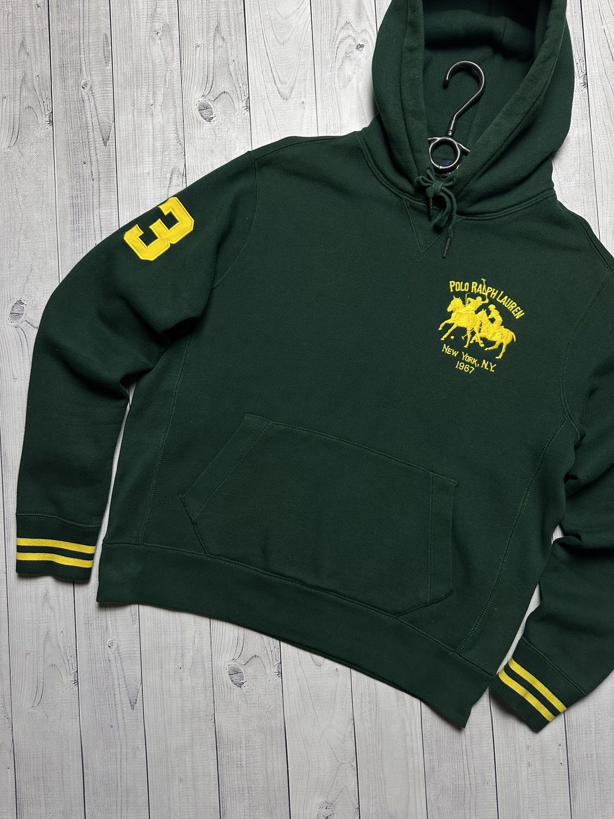 Vintage Vintage polo Ralph Lauren green hoodie big logo size M Size US M / EU 48-50 / 2 - 2 Thumbnail