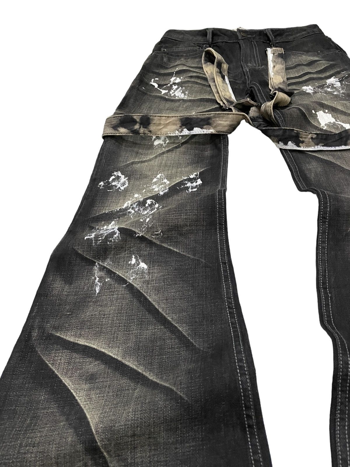 Luxuria Japan Flared Wide Leg Loose Laser Wash Man Jeans