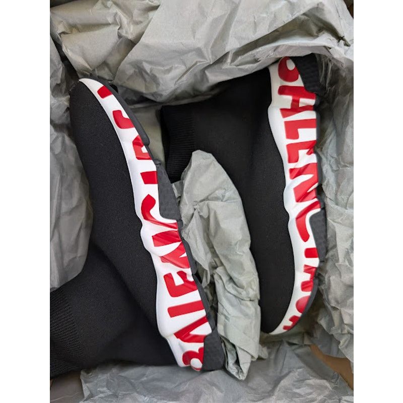 Balenciaga o1rshd1 Speed LT Graffiti Sneakers in Black / White / Red Size US 8 / EU 41 - 21 Thumbnail