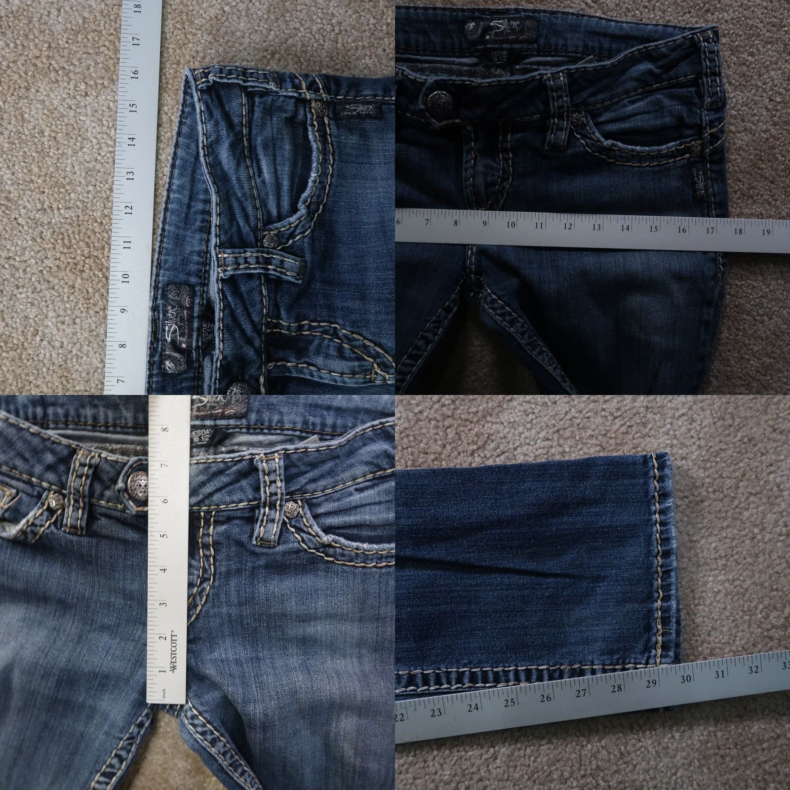 Silver Jeans Co. Silver Jeans Tuesday Jeans Women's 29x31 Blue Denim Bootcut Stretch Slim 5-Pocket Regular Cotton Blend Denim Blue Jeans Mens? Size 29" - 9 Thumbnail