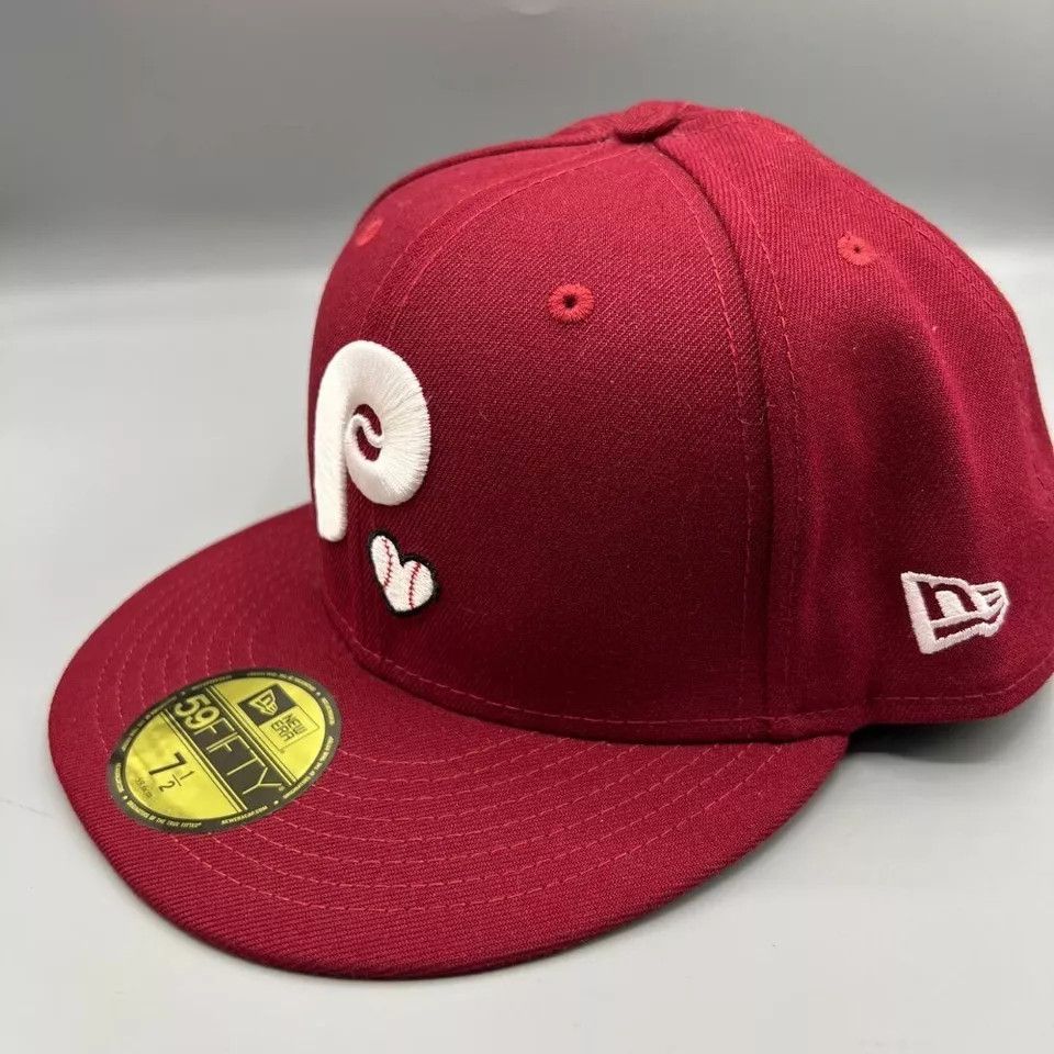 New Era Philadelphia Phillies Hat Men 7 1/2 59Fifty New Era Fitted Size ONE SIZE - 3 Thumbnail