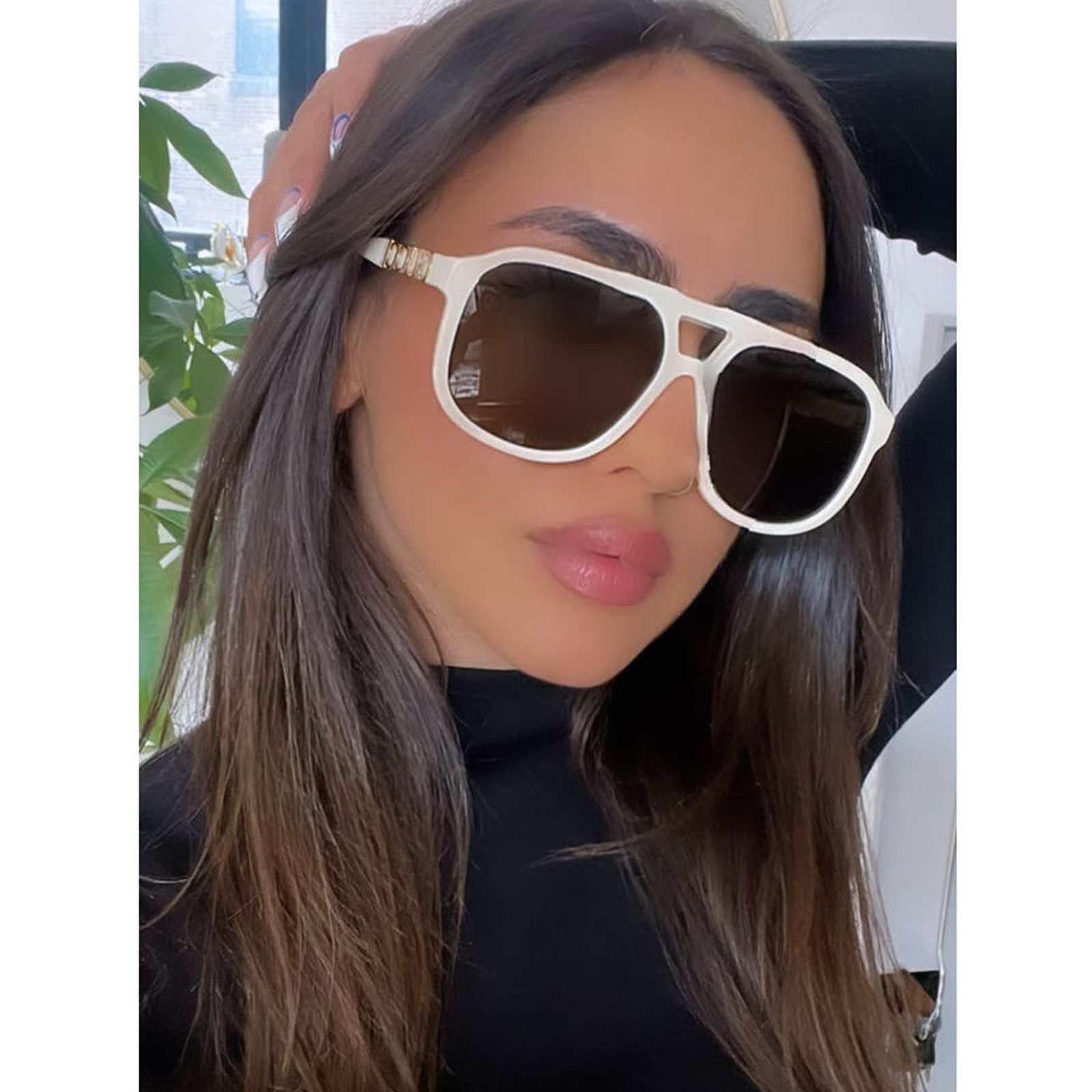 Gucci NEW Gucci GG1188S Ivory Gold Logo Aviator Sunglasses Size ONE SIZE - 1 Thumbnail