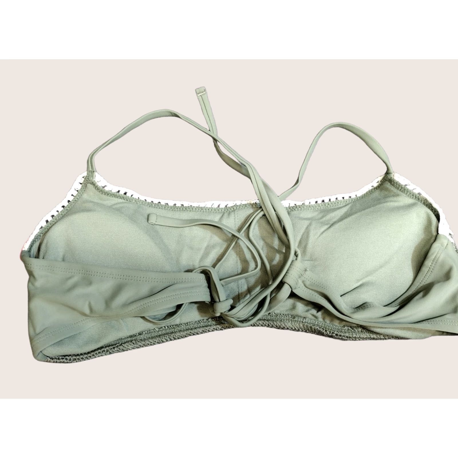 Vintage Xhilaration Bralette Bikini Top XS? XL? Sage Green Crochet Solid One Size Top Women XL Beach Size XL / US 12-14 / IT 48-50 - 1 Thumbnail