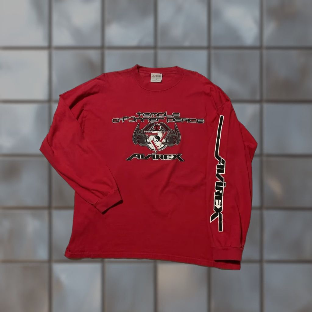 Avirex VINTAGE Avirex Long Sleeve T-Shirt Red XL Yin Yang Temple Of Inner Peace 90s 2000s Mens Size US XL / EU 56 / 4 - 1 Thumbnail
