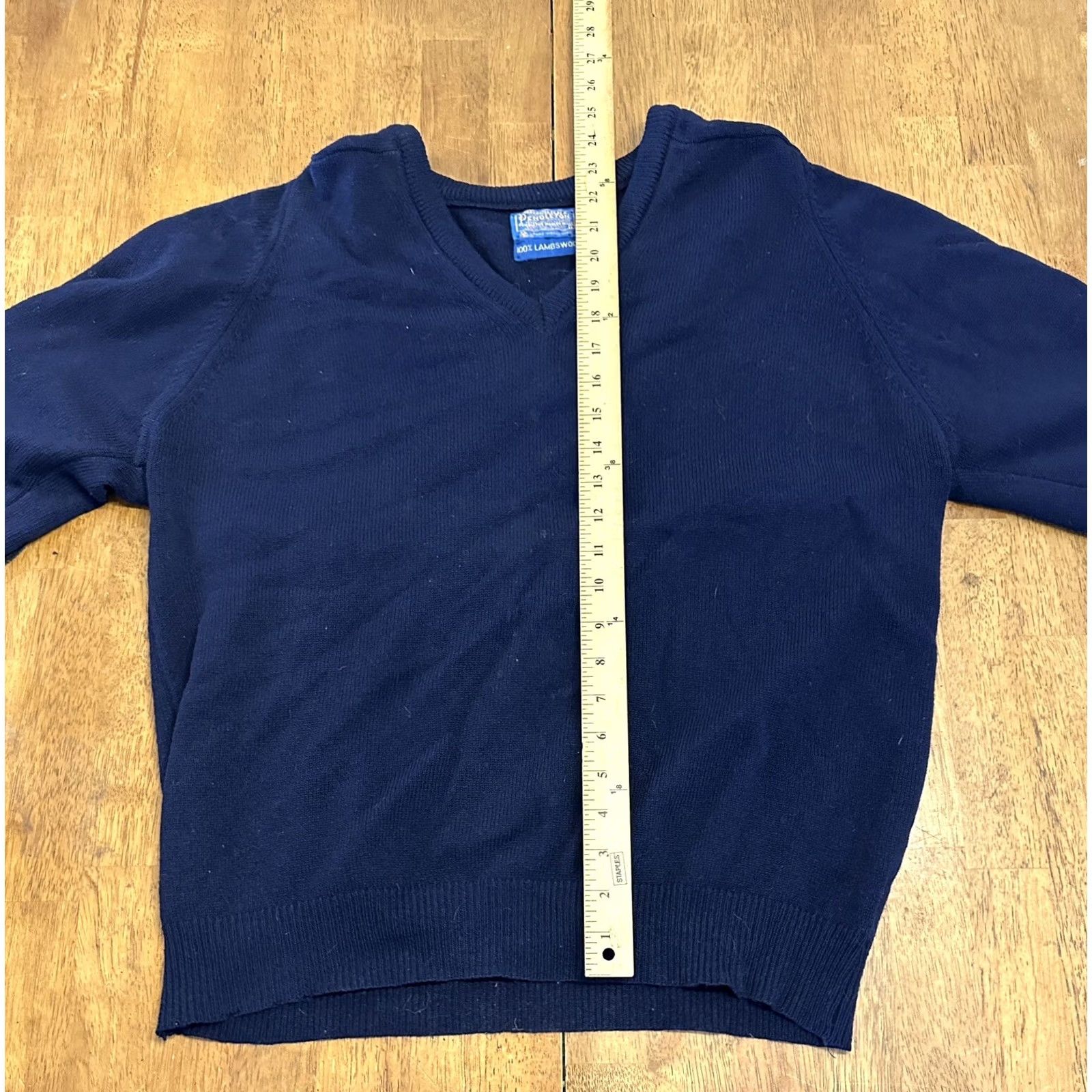 Pendleton VINTAGE Pendleton Lambswool V Neck Sweater M Navy Men Pullover 80s USA Size US M / EU 48-50 / 2 - 7 Thumbnail