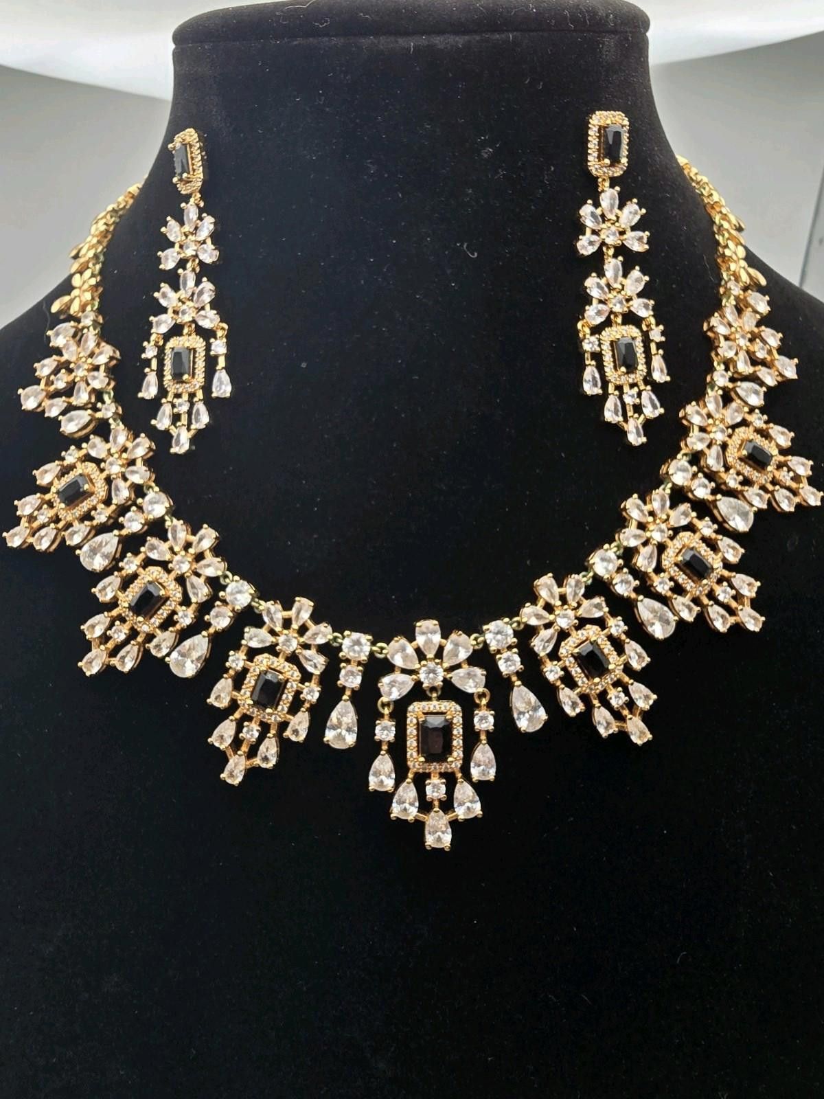 The Unbranded Brand Dramatic Vintage Vermeil CZ Necklace, Earring Ring Set 925 Size ONE SIZE - 3 Thumbnail