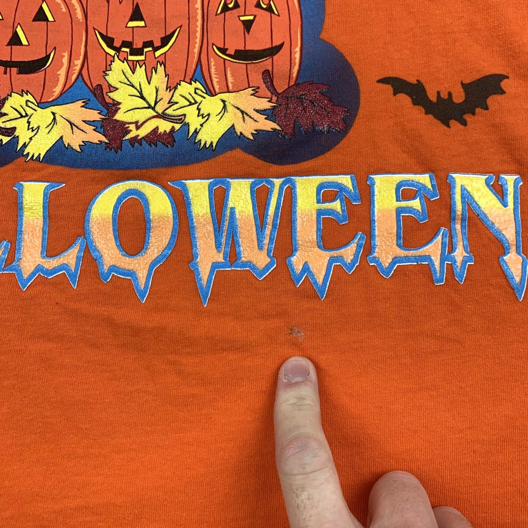 Basic Editions VINTAGE Basic Editions Happy Halloween T-Shirt Adult Large Orange Spooky Scary 90s Mens Size US L / EU 52-54 / 3 - 2 Thumbnail