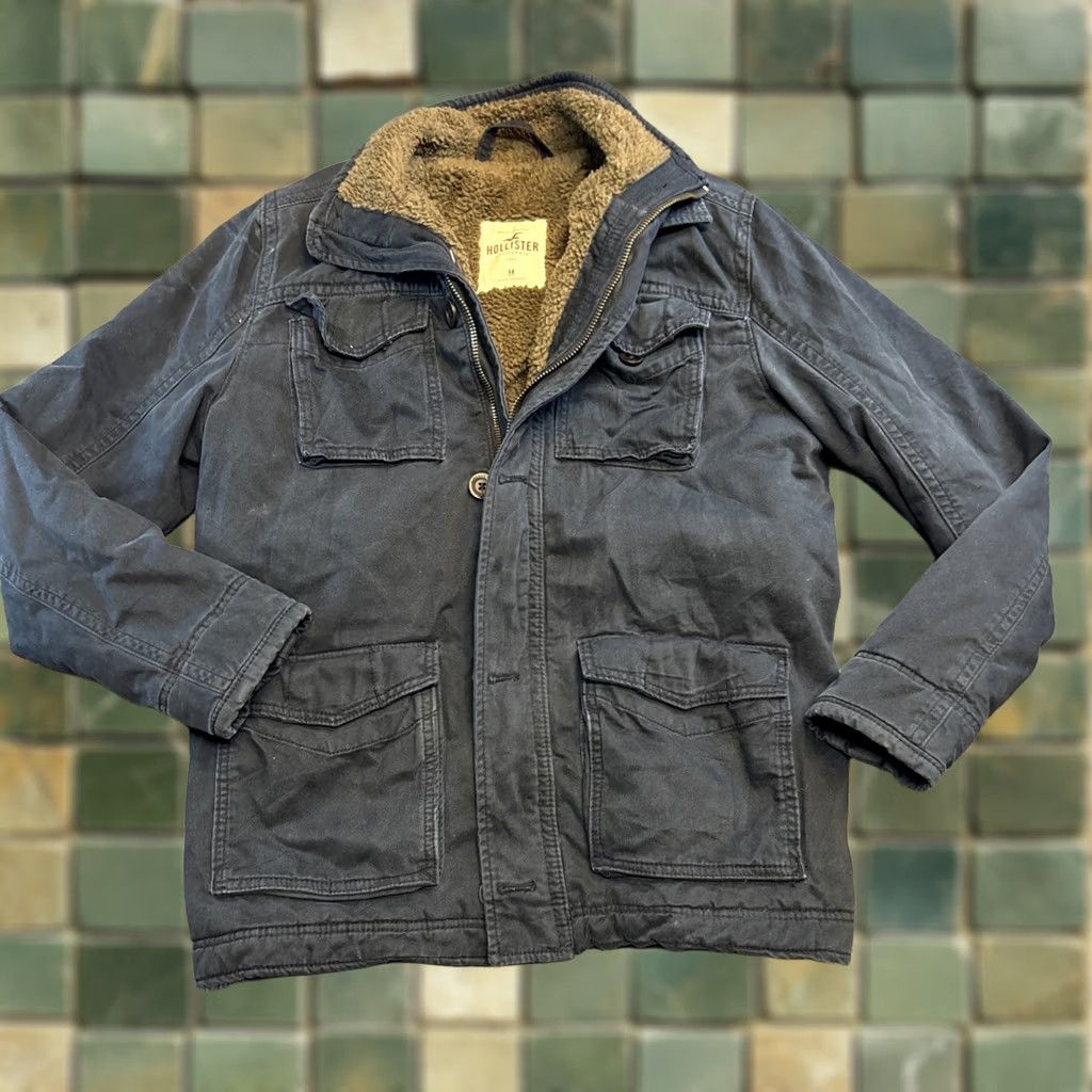 Vintage VINTAGE Hollister Utility Jacket Coat Mens M Green Sherpa