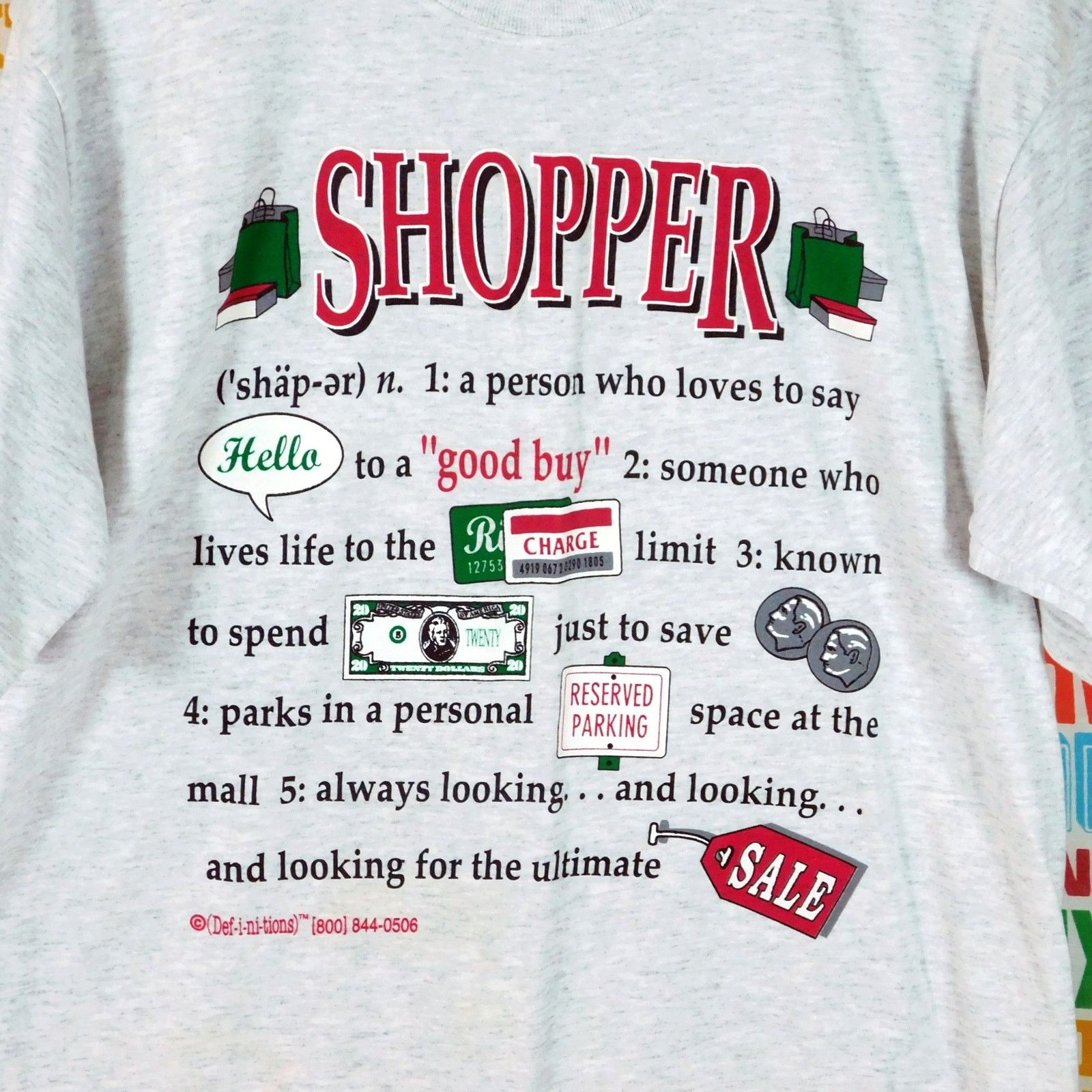Hanes VTG 90s Definitions Shopper T Shirt Size L Hugger Tag Gray Size US L / EU 52-54 / 3 - 4 Thumbnail