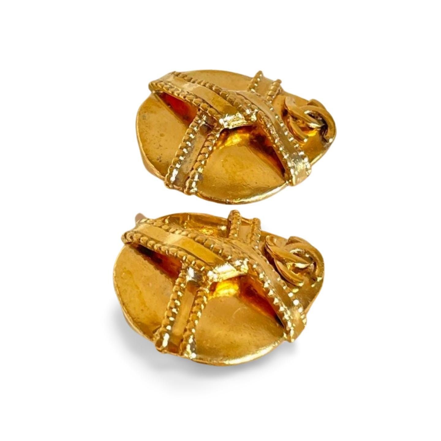 Chanel Vintage Chanel teardrop earrings with twisted ribbon CC mark Size ONE SIZE - 3 Thumbnail
